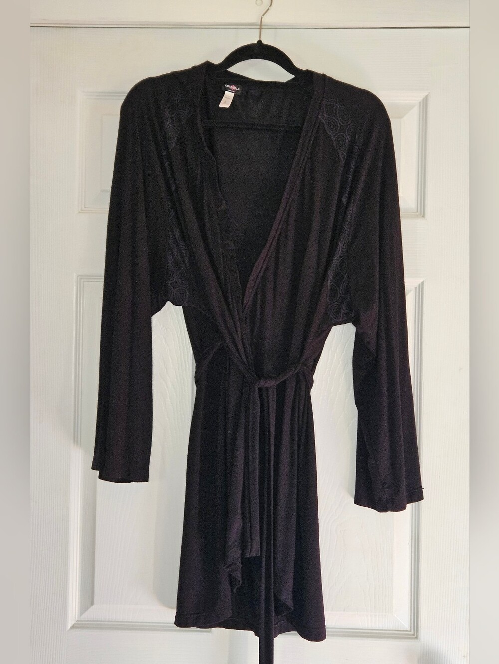 Cosabella Black Modal Kimono Robe Lace Shoulder Detail Size L Made in Italy